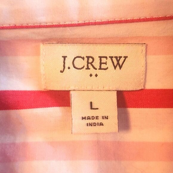 J Crew Factory Striped Button Down Shirt in Pink, White, Red, Sz. L - Picture 5 of 5